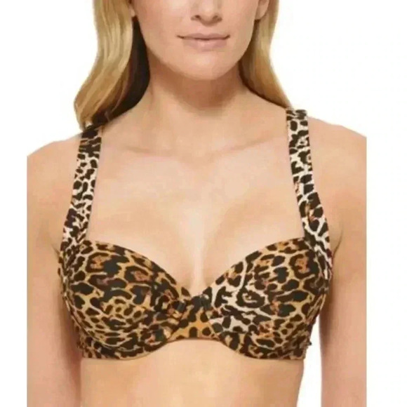 Calvin Klein Other - Calvin Klein JAGUAR Printed Underwire Convertible Bikini Swim Top US Small